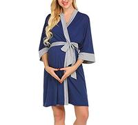 Webuyii Blouse d'allaitement 3 en 1 pour l'accouchement, chemise d'allaitement pour hôpital, peignoirs d'allaitement, bleu, M