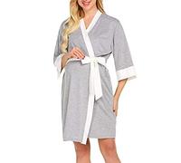 Webuyii Robe de maternité 3 en 1 pour l'accouchement du travail, chemise de nuit pour hôpital, gris, XL