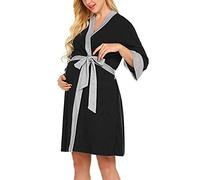 Webuyii Robe de maternité 3 en 1 pour l'accouchement du travail, chemise de nuit pour hôpital, Noir , XL