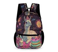 WECECE Cartable Alpaga Imprimé Filles Garçons 11 Ans Sac d'École Lamas Design 6e Ado Sac à Dos Imperméable 43x32x15 cm pour Rentrée des Classes Livres Cahiers
