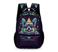 WECECE Cartable Cool Corgi Chiot Adolescents 13 Ans Sac à Dos Drôle Chien 4e Élèves Sac Scolaire Moderne 43x32x15 cm pour Promenade Randonnée Livres Cahiers