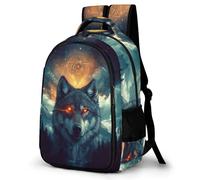 WECECE Cartable Cool Loup CP CE1 Fille Garçon Sac à Dos Animal Loups 7-10 Ans Grand Format Durable pour Voyage Loisirs Promenade Sorties Usage Quotidien Rentrée Scolaire
