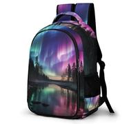 WECECE Cartable Design Aurore Primaire Garçon Fille Sac à Dos Beau Paysage 11-15 Ans Sac Scolaire Imperméable Durable pour Cours Sorties Loisirs, School Bag Cadeau d'Anniversaire