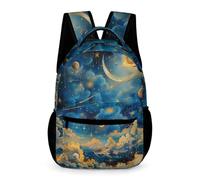 WECECE Cartable Étoilé Ciel Filles Garçons 9 Ans Sac à Dos Étoiles et Nuages CM1 Ado Sac Scolaire Léger 43x32x15 cm pour Rentrée des Classes Livres Cahiers