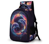 WECECE Cartable Fille Primaire Et College, Sac Dolphin Scolaire Garçons, Sac A Dos Marine Life Pattern Adolescent Fille Décontracté À La Mode Pour Les École Voyages