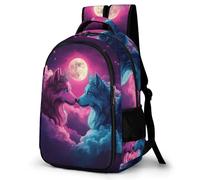WECECE Cartable Fille Primaire, Sac À Dos Moon Wolf Pour Garçon CP CE1 CE2 CM1 CM2, Sac Wolves Moon Ecole Décontracté Pour Les Enfants De L'école Primaire Au Collège