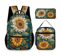 WECECE Cartable Fleur pour Filles Primaire CE2 CM1 CM2, Sacs D'école Imprimé Botanique pour Garçons 3 Pièces avec Sac à Lunch et Trousse, Sac à Dos Loisir Enfants Mignon