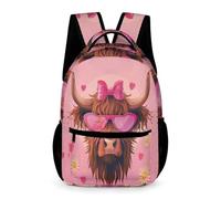 WECECE Cartable Garcon Maternelle Vache des Highlands Mignon Rucksack De D'enfants Sac À Dos De Animal Taureau Print Pour CE2 CM1 Garçons Filles De Voyage