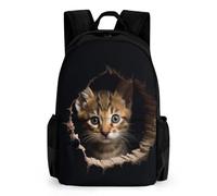 WECECE Cartable Garcon Primaire Chat 9 À 16 Ans, Sac À Dos Animaux en Animaux en 3D Chaton Fille Pour Enfants CArtoon Sacs D'école Primaire, Lightweight School Bags