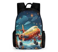 WECECE Cartable Garçon Primaire Impression d'avion, Sac D'école Léger Et Mignon, Sac À Dos Dessins d'aéronefs Pour Enfants CE1 CE2, Sacs Ecole Fille CM1 CM2 Pour L'école Ou Les Voyages D'agrément
