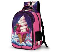 WECECE Cartable Glace Crème Imprimé CE1 CE2 Fille Garçon Sac à Dos Nourriture Thème 10-14 Ans Léger Durable À la Mode pour Cours Voyage Loisirs et Usage Quotidien pour Élèves Rentrée Scolaire