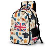 WECECE Cartable Graduation Garçon Sac À Dos Collège Léger Pour Fille CM1 CM2 6e 5e 4e 3e, Sac À Dos, Cartable United Kingdom Flag École Voyage Loisirs