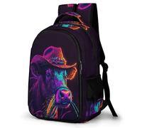 WECECE Cartable Imprimé Bovin Enfants 7-11 Ans Sac d'École Taureau Animal Garçons CM2 Cartable Scolaire pour Élèves Grand Scolaire Usage Quotidien Promenade School Bag