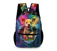 WECECE Cartable Mignon 3D Chiot Adolescents 13 Ans Sac à Dos Animal Chien 4e Élèves Sac Scolaire Moderne 43x32x15 cm pour Promenade Randonnée Livres Cahiers