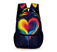 WECECE Cartable Motif Amour Primaire CE2 Garçons et Filles Sac d'École Multicolore 7-11 Ans Bookbag Bretelles Réglables Cahiers Bouteille Parapluie Cadeau d'Anniversaire École