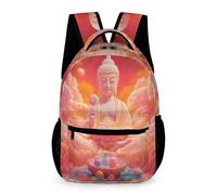 WECECE Cartable Motif Bouddha CP Garçons et Filles Cartable Scolaire Style Bouddhisme 12 Ans Daypack Durable Usage Quotidien Poche Avant Poches Latérales Cadeau de Rentrée