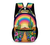 WECECE Cartable Motif Cactus Élèves Garçon Classes CE2 Sac d'École Thème Plante Fille 6 Ans Backpack Léger avec Poches Latérales Livres Gourde Parapluie Cours Voyage Quotidien