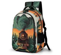 WECECE Cartable Motif Chemin de Fer Train Adolescents 11 Ans Sac Scolaire Thème Dessin Animé Garçon Collège Cartable Scolaire pour Élèves Durable À la Mode Cadeau de Rentrée Loisirs