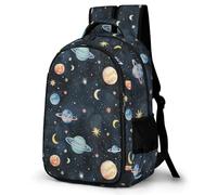WECECE Cartable Planètes Motif CM1 CM2 pour Garçon et Fille Sac d'École Lune Motif 12 Ans Sac à Dos Durable Grand Format pour Rentrée Scolaire Voyage, Book Bag Cadeau d'Anniversaire et Sorties