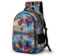 WECECE Cartable pour Garçons et Filles Montgolfière Air Ballon CE2 CM1 Sac à Dos Coloré Paysage 8-12 Ans Grand Format Imperméable pour Rentrée Scolaire Promenade Randonnée et Sorties