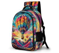 WECECE Cartable pour Garçons et Filles Montgolfière Air Ballon CE2 CM1 Sac à Dos Coloré Paysage 8-12 Ans Grand Format Imperméable pour Rentrée Scolaire Promenade Randonnée et Sorties