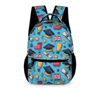 WECECE Cartable Remise de Diplôme Garçons 7 Ans Sac Scolaire Union Jack Drapeau Filles Classes CM1 Daypack Grand pour Livres Cahiers Bouteille Parapluie Cadeau de Rentrée
