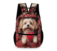 WECECE Cartable Scolaire Adorable Chiot Filles 6-12 Ans Sac à Dos Amour Cœur Chien Garçons CM2 Backpack Léger Durable Poche Avant Poches Latérales Rentrée Scolaire Voyage