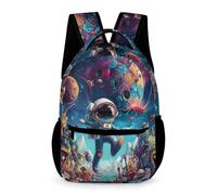WECECE Cartable Scolaire Astronaute Enfants Garçons 9 Ans Sac Scolaire Futur Ville Filles CM1 Bookbag Grand pour Livres Poche Avant Poches Latérales Cadeau d'Anniversaire École