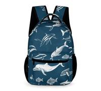 WECECE Cartable Scolaire Baleines CM1-CM2 Enfants Garçons et Filles Sac à Dos Vie Marine 8-12 Ans School Bag Léger avec Poches Latérales Livres Cahiers Gourde Cours Voyage Quotidien