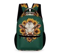 WECECE Cartable Scolaire Bétail Classes CP pour Garçons Sac à Dos Motif Taureau Filles 8-11 Ans Sac d'École Grand pour Livres Poche Avant Poches Latérales Promenade Sorties École