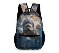 WECECE Cartable Scolaire En Dauphin Pour Sixième Garçons Filles, Sac Créature de la Mer De Voyage, Sac À Dos Dauphin Cadeaux De Retour À L'école
