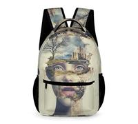 WECECE Cartable Scolaire Face 3D Art Garçon 8-11 Ans Sac Scolaire Abstrait Landscape Fille CP School Bag Bretelles Réglables Livres Cahiers Gourde Promenade Sorties École