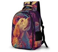 WECECE Cartable Scolaire Golden Retriever Chien Élèves 8-12 Ans Sac d'École Animal Chiot Enfants CE2 Sac Scolaire pour Enfants Durable Imperméable Cadeau de Rentrée Loisirs