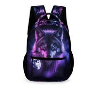 WECECE Cartable Scolaire Imprimé Loups Filles 6-12 Ans Sac à Dos Motif Animal Loup Garçons CM2 Backpack Léger Durable Poche Avant Poches Latérales Rentrée Scolaire Voyage