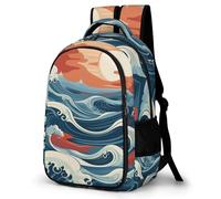 WECECE Cartable Scolaire Japonais Style Vagues Primaire CE1 CE2 Garçon Fille Sac à Dos Vagues 13 Ans Sac d'École Léger Grand Format pour Cours Voyage Loisirs, Backpack Voyage Loisirs et Sorties