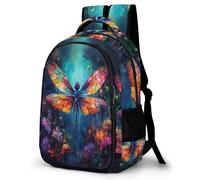 WECECE Cartable Scolaire Libellule Fleurs CP CE1 Garçon Fille Sac à Dos Insecte Thème 7-10 Ans Sac d'École Imperméable Durable pour Cours Voyage Loisirs, Backpack Voyage Loisirs et Sorties