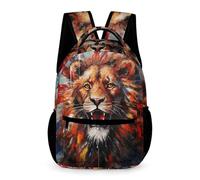 WECECE Cartable Scolaire Lion Imprimé Garçons Filles 10-13 Ans Sac à Dos Animal Lion CM2-4e Enfants Sac Collège Pratique 43x32x15 cm Balade Études Usage École