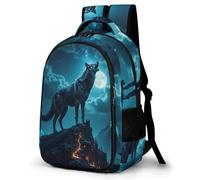WECECE Cartable Scolaire Loups Lune CP CE1 Garçon Fille Sac Enfant Loup Pleine Lune 7 Ans Léger Imperméable Durable pour École Rentrée Scolaire Voyage et Usage Quotidien Sorties