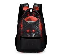 WECECE Cartable Scolaire Loups Pleine Lune Élèves Garçons et Filles CE2-CM1 Sac à Dos Cool Loup 6-12 Ans Bookbag Poche Avant Pratique Livres Cahiers Gourde Cadeau de Rentrée
