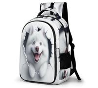 WECECE Cartable Scolaire Mignon Samoyède Chien Garçons 8-12 Ans Sac d'École Animal Chiot Élèves CE2 Sac Scolaire pour Enfants Grand Léger Usage Quotidien Promenade Bookbag