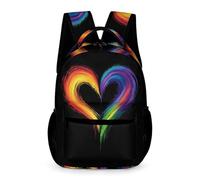 WECECE Cartable Scolaire Motif Amour Garçon 10-13 Ans Sac Scolaire Multicolore Fille Classes CM2 Daypack Bretelles Réglables Cahiers Bouteille Parapluie Cours Voyage Quotidien