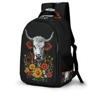 WECECE Cartable Scolaire Motif Bovin Fille 9 Ans Sac d'École Motif Vache Animal Garçons CE1 Sac à Dos pour Élèves Léger Imperméable Cadeau de Rentrée Loisirs School Bag