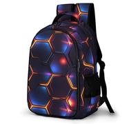 WECECE Cartable Scolaire Nid d’Abeille CP CE1 CE2 Garçon Fille Sac Enfant Géométrique Hexagones 8-10 Ans Porte de Réfrigérateur Sac Léger Grand Format pour Sorties et Loisirs