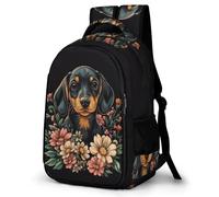 WECECE Cartable Scolaire Teckel Chien Motif Garçons 9 Ans Sac d'École Animal Chiot Élèves CE2 Sac Scolaire pour Enfants Grand À la Mode Cadeau de Rentrée Loisirs Bookbag