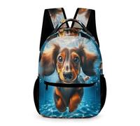 WECECE Cartable Scolaire Teckel Garçon Fille 8-12 Ans Sac à Dos Animal Chiot CE2-5e Élèves Sac Collège Grand Format 43x32x15 cm Voyage Loisirs Livres Cahiers