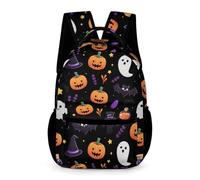WECECE Cartable Scolaire Thème Halloween Bat Halloween Garçons Filles Classes CE2-CM1 Cartable Fantôme 7-13 Ans Daypack Cahiers Bouteille Parapluie Rentrée Scolaire Voyage