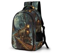 WECECE Cartable Scolaire Train CE1 CE2 CM1 Garçon Fille Sac à Dos Chemin de Fer Train 7-10 Ans Sac d'École Imperméable Durable pour Cours Voyage Loisirs, Backpack Voyage Loisirs et Sorties