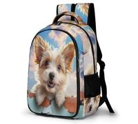 WECECE Cartable Scolaire Yorkshire Terrier Chien Enfants 7 Ans Sac Scolaire Imprimé 3D Chiot Filles CE1 Sac d'École pour Élèves Durable Léger Cadeau d'Anniversaire École Bookbag