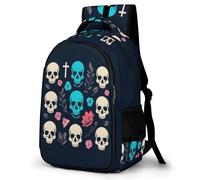 WECECE Cartable Skull Print Garçon Sac À Dos Collège Léger Pour Fille CM1 CM2 6e 5e 4e 3e, Sac À Dos, Cartable Skeleton École Voyage Loisirs