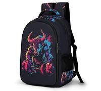 WECECE Cartable Taureau Bison Élèves Collège Garçon Fille Sac d'École Vache Buffle 12 Ans Sac à Dos Durable Grand Format pour Rentrée Scolaire Voyage, Book Bag Cadeau d'Anniversaire et Sorties